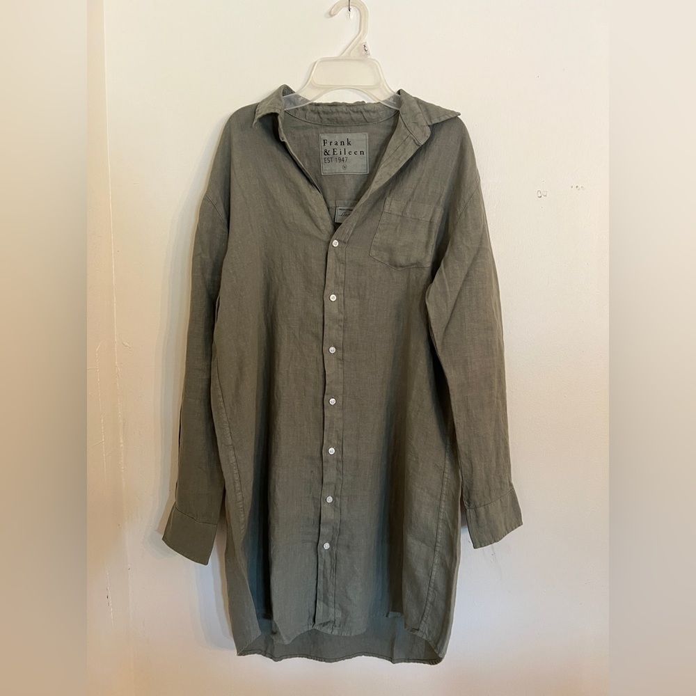 NWOT SZ XS Frank & Eileen  MARY in Olive Green Linen